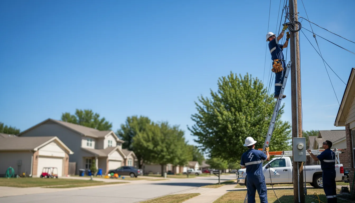 Residential electrician providing installation services in Wickett, TX